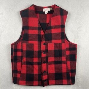 Vintage Filson Mackinaw Vest Men Size 44 Wool Red Buffalo Plaid Western USA Made